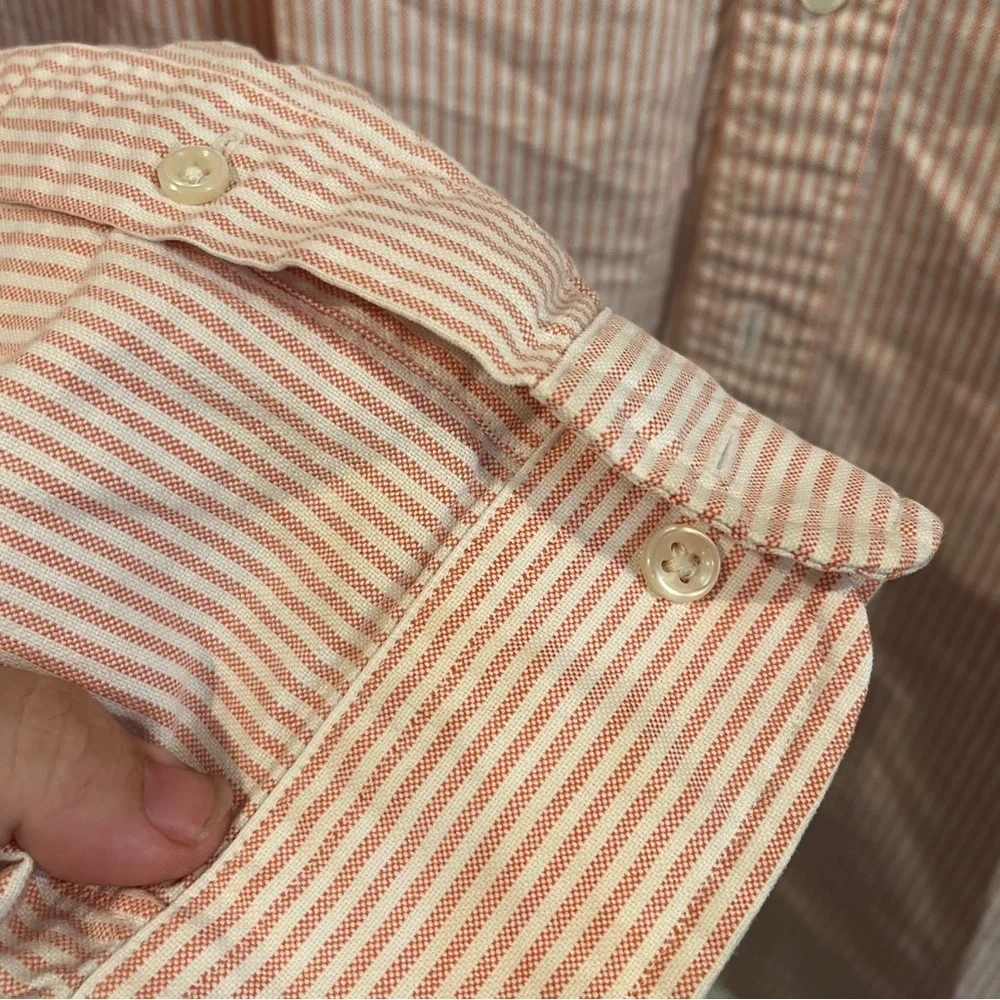 Polo Ralph Lauren orange and white stripe cotton button down long sleeve X-Large